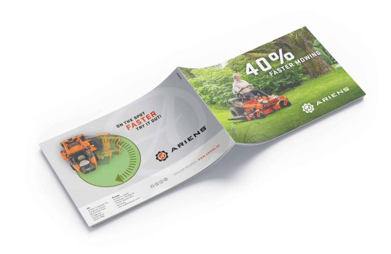 40% schneller Mähen Broschüre. Ariens Zero-Turns