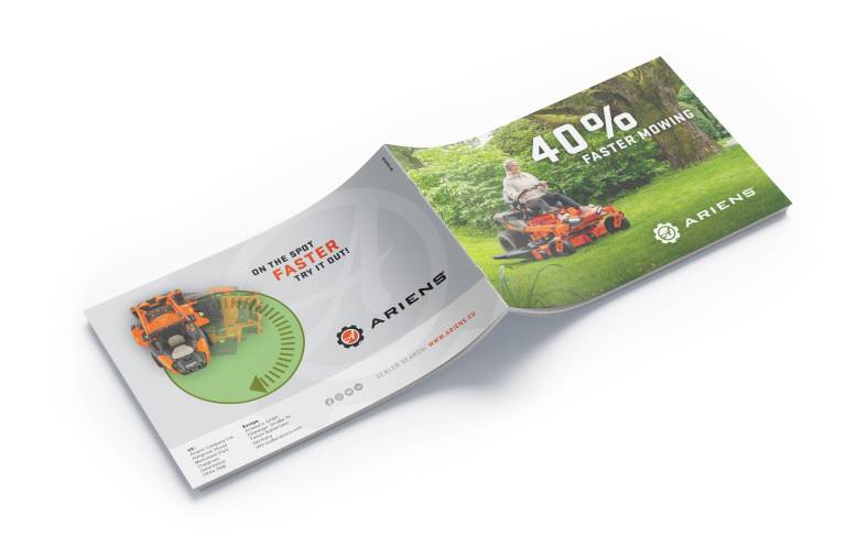 40% schneller Mähen Broschüre. Ariens Zero-Turns